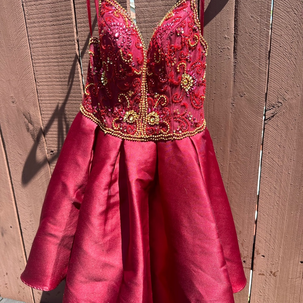 Elegant Red Beaded Dress